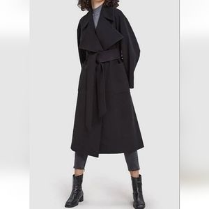 NWT Oversized Lapel Wool Cashmere Blend Belted Coat (Black) - NAP